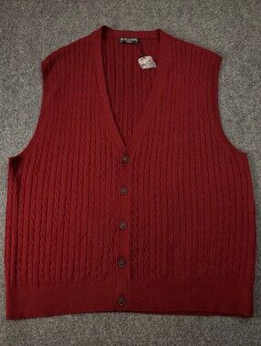 Kallspin Cashmere Wool Sweater Vest 2XL Button Up Cardigan Cable Knit V Neck